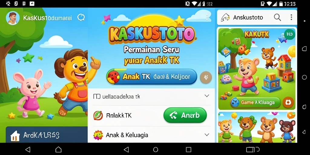 Antarmuka ceria KASKUSTOTO yang ramah untuk anak-anak.