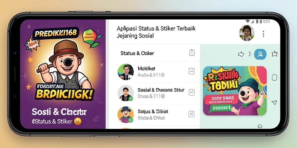 Screenshot antarmuka PREDIKSI168 dengan beragam stiker menarik.