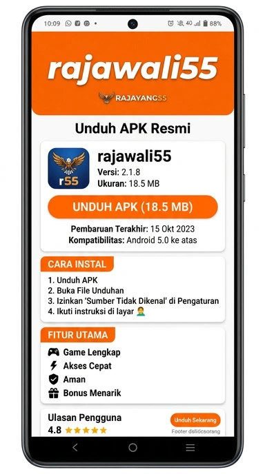 Tampilan halaman APK rajawali55