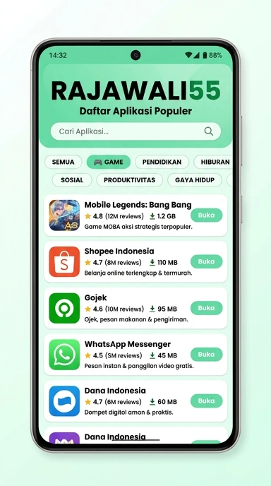 Tampilan katalog aplikasi rajawali55