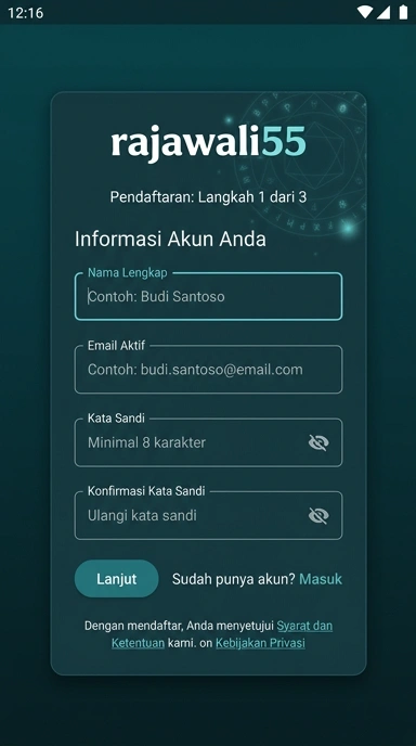 Tampilan halaman daftar rajawali55