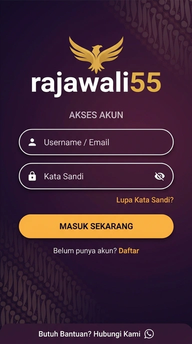 Tampilan halaman login rajawali55